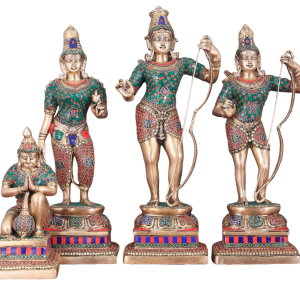 Brass Ram Darbar Meenakari Set | Lord Ram 23" with Family | Premium Stonework Art | 27 kg Temple Grade Murti | Handcrafted Divine Family Collection